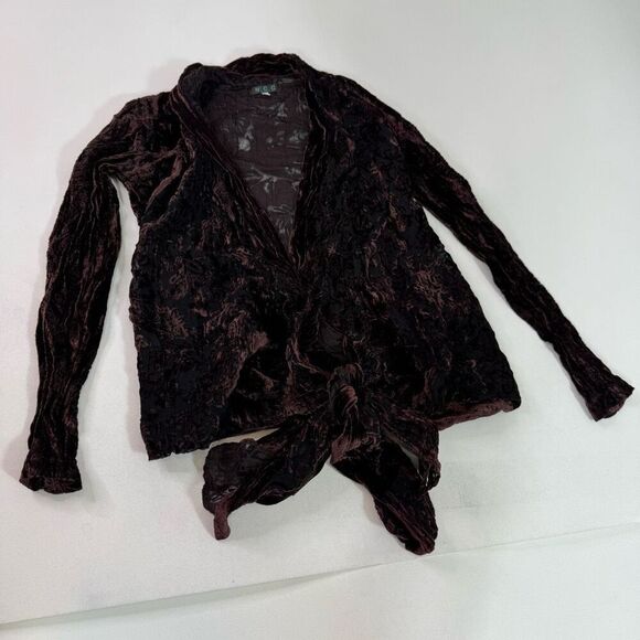 NCC Cardigan Jacket Womens 8 Sweater Crushed Velvet Purple 90s y2k Front Tie - Picture 1 of 7
